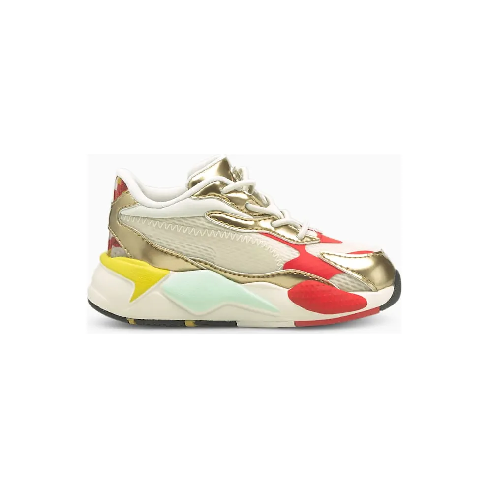 Puma x HARIBO RS-X3 für Babys mit alternativem Verschluss Weiß/Gold (383474-01)