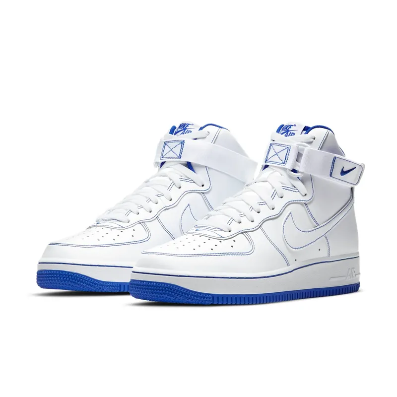 Nike Air Force 1 High White Royal Blue Contrast Stitch (CV1753-101)