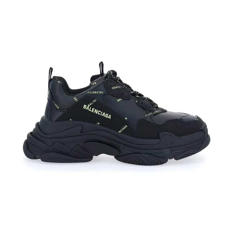 Balenciaga Triple S Allover Logo Black Green (536737W2FA11070)