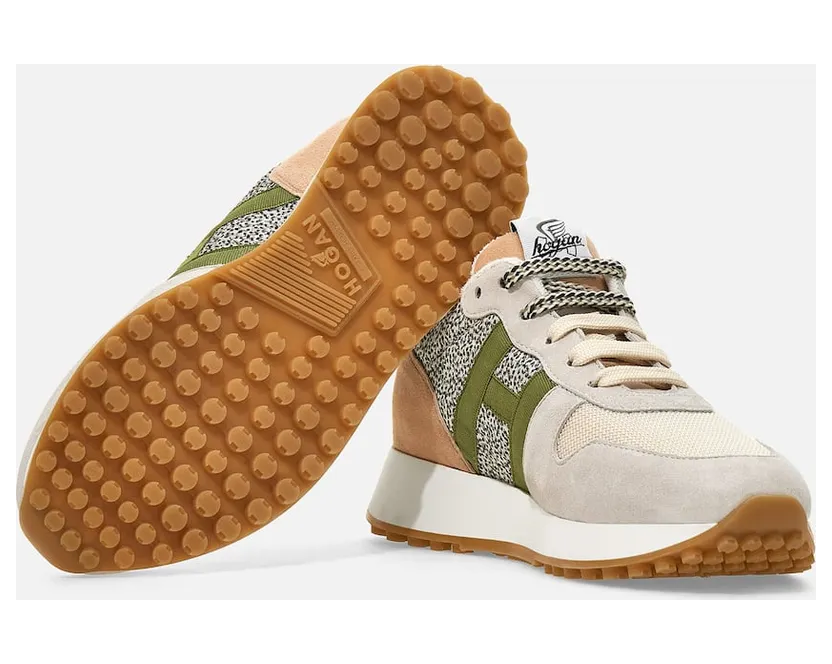 Sneakers Hogan H383 Beige Pink Green (HXW4290CM40R580UAT) (4)