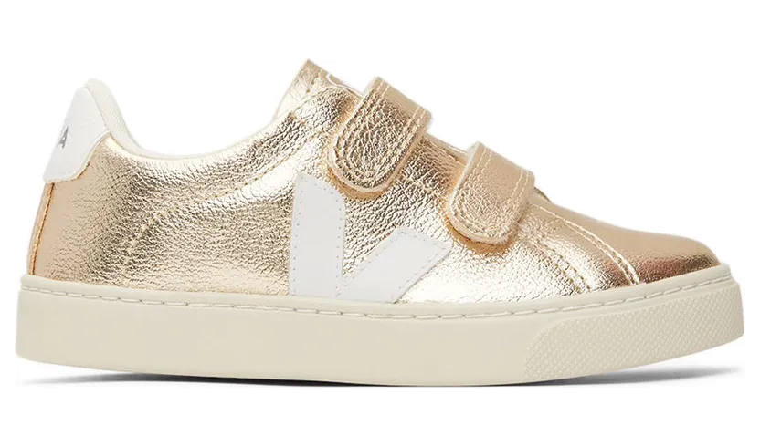 VEJA Kids Gold & White Leather Esplar Sneakers (SV0502418C)