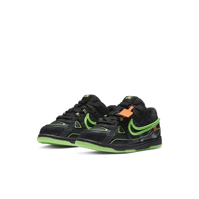 Nike  Air Rubber Dunk Off-White Green Strike (PS) Black/White-Green Strike (CW7410-001)