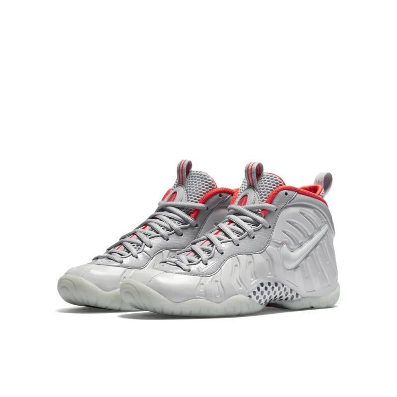 Nike Air Foamposite Pro Pure Platinum (GS) Pure Platinum/Pure Platinum-Wolf Grey-Bright Crimson (644792-005)