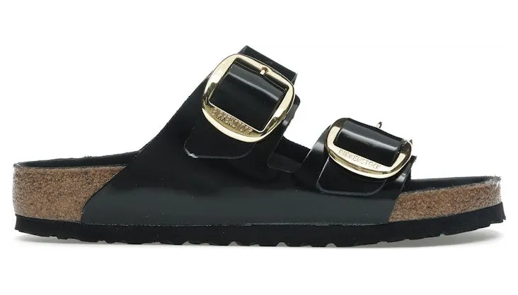 Birkenstock Arizona Big Buckle Natural Leather Patent Black Gold (1021471)
