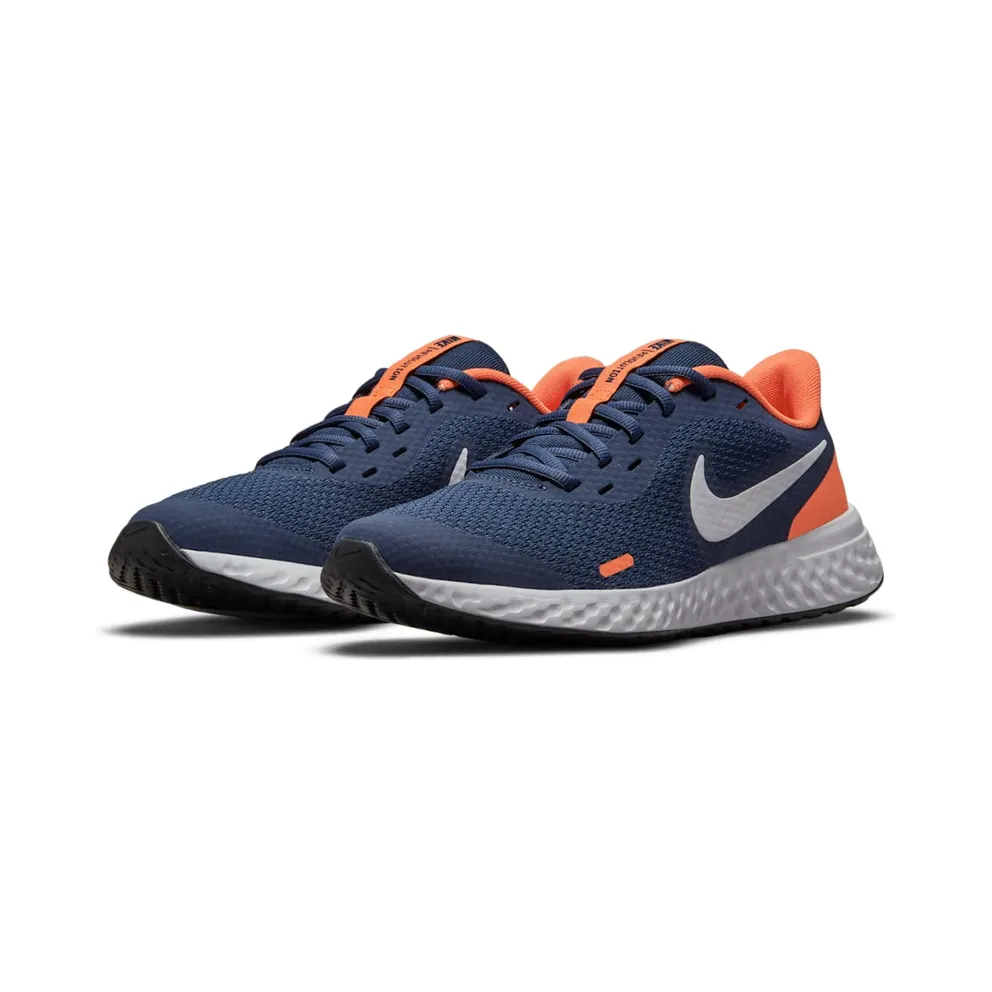 Nike Revolution 5 Blue “Midnight Navy / Orange / White” (BQ5671-410)