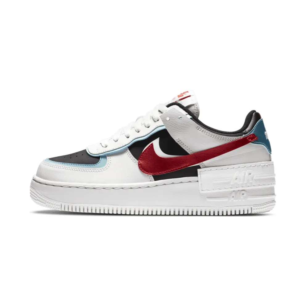 Nike Air Force 1 Shadow Bleached Aqua Chile Red (W) Summit White/Bleached Aqua-Black-Chile Red (DA4291-100)