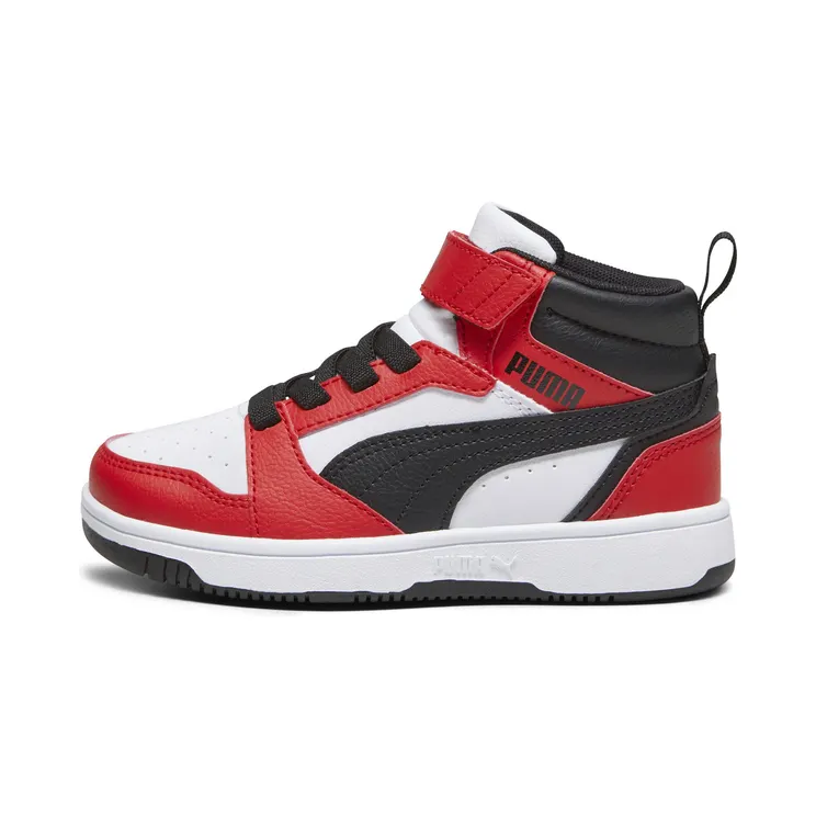 Puma Rebound V6 Mid “Puma White / Puma Black / For All Time Red” (393832_03)