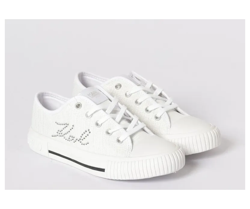Karl Lagerfeld Canvas with Rhinestone Logo White (Z3116810P)