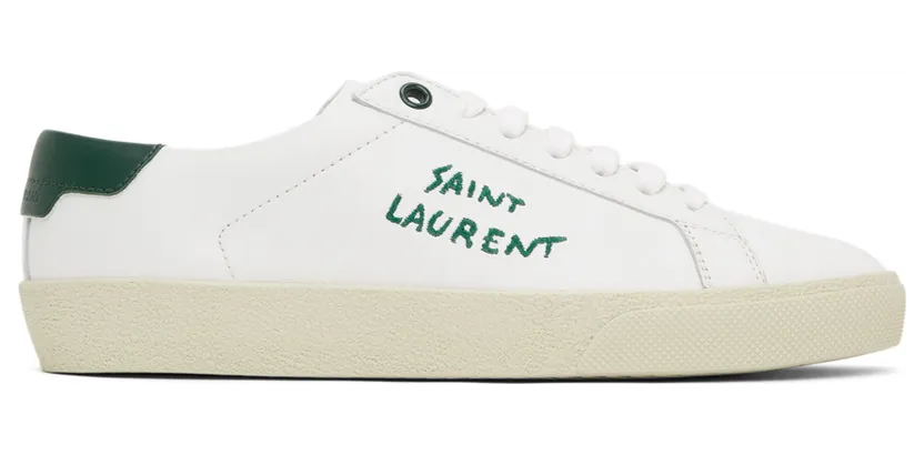 Saint Laurent White & Green Court Classic SL/06 Sneakers (610649 00NI0)