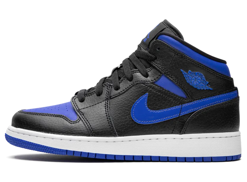 Air Jordan 1 Mid’Black Hyper Royal’ GS Black/Hyper Royal/White (554725-068)