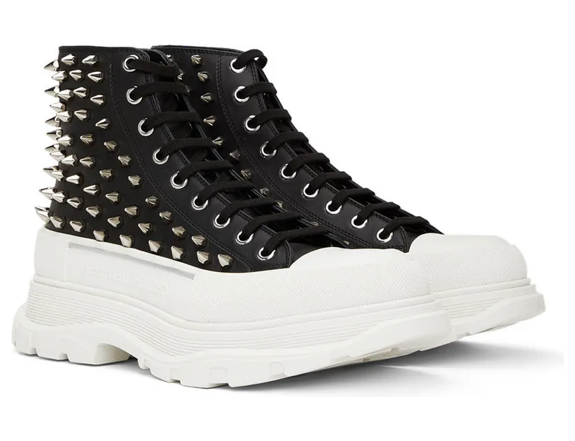 Alexander McQueen Black Leather Tread Slick Sneakers (705809WHZ63) (4)