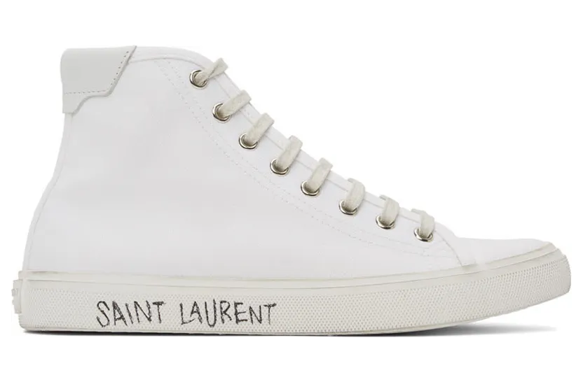Saint Laurent White Canvas Malibu Sneakers (606076 GUZ20)