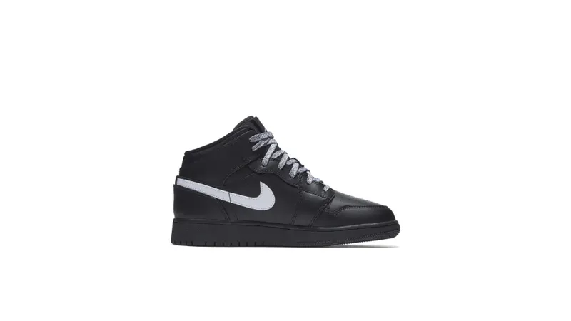 Jordan 1 Mid Black White Speckle (GS) Black/White-Black (554725-049)