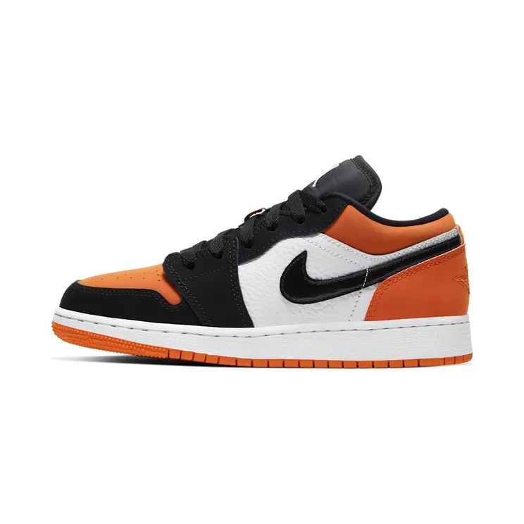 Air Jordan 1 Low Shattered Backboard GS “White / Starfish / Black” (553560-128)