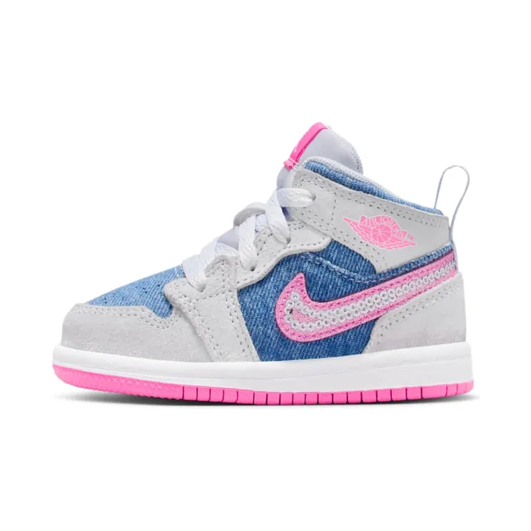 Jordan 1 Mid SE Denim Sequin “Cobalt Bliss / White / Pink Glow” (HQ2000-400)