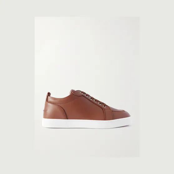 Christian Louboutin Rantulow Orlato Grosgrain-Trimmed Full-Grain Leather Sneakers Brown (3250663)