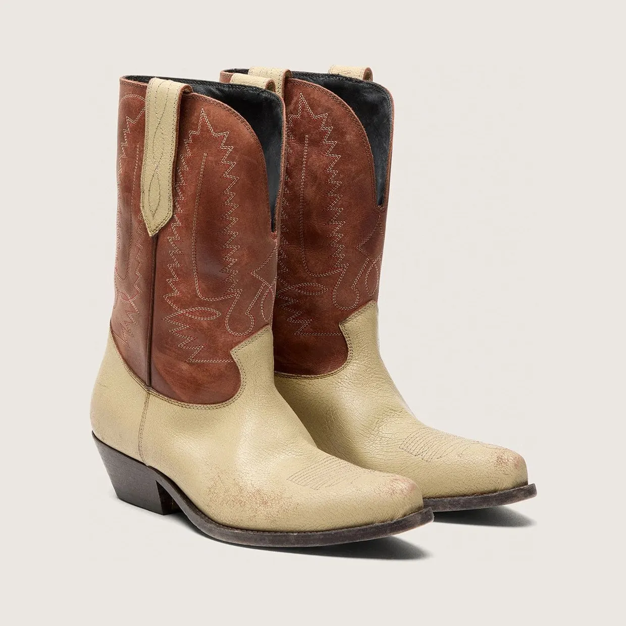 Golden Goose Women’S Wish Star Low Boots In Beige And Brown Leather With Embroidery (GWF01050.F008201.15684) (2)