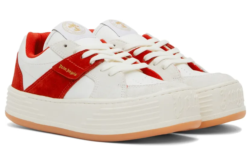 Palm Angels White & Red Snow Low-Top Sneakers (PWIA034S22LEA0010125) (4)