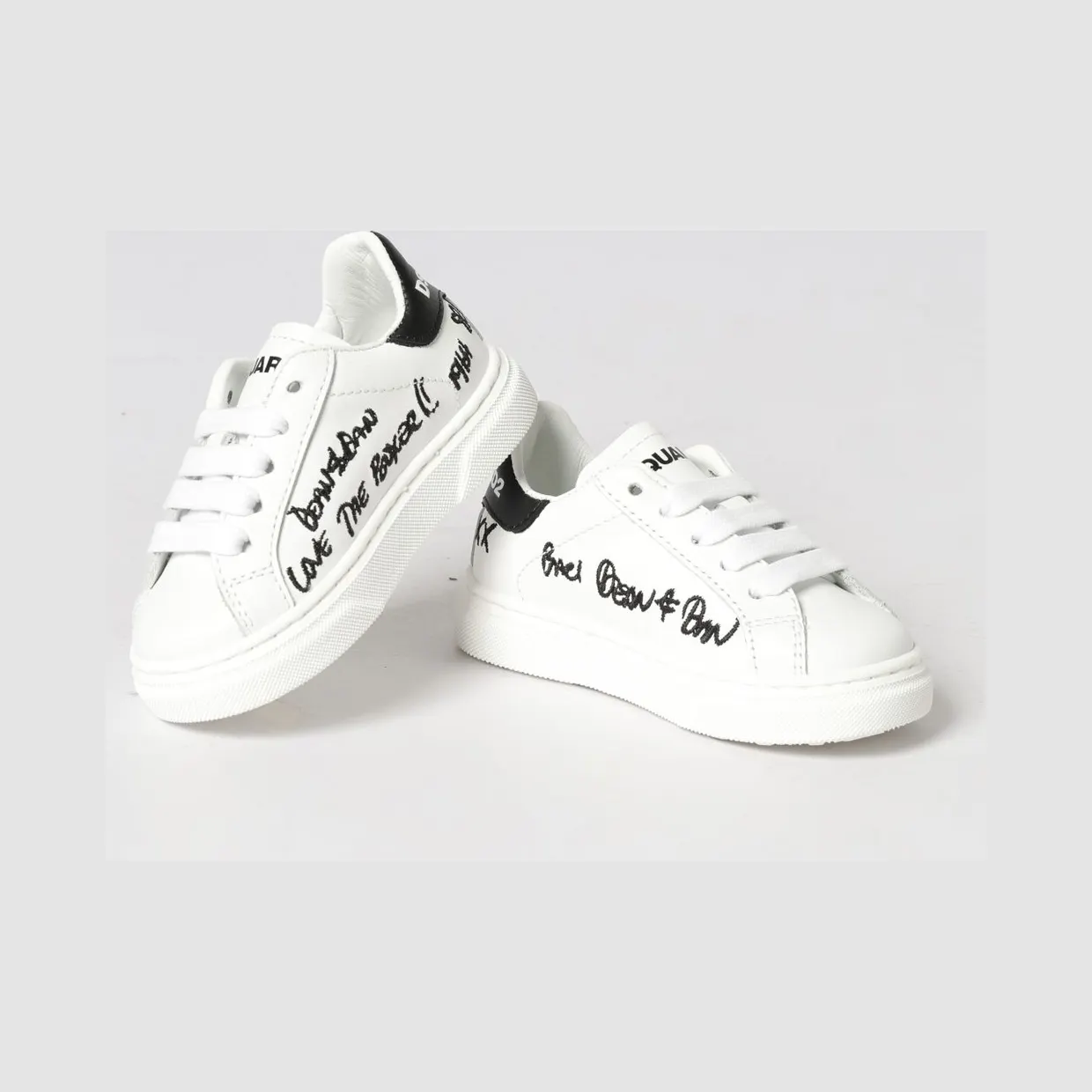 Dsquared2 Boy’s Low-Top Calfskin Sneakers with Printed Logo White (8266501) (3)