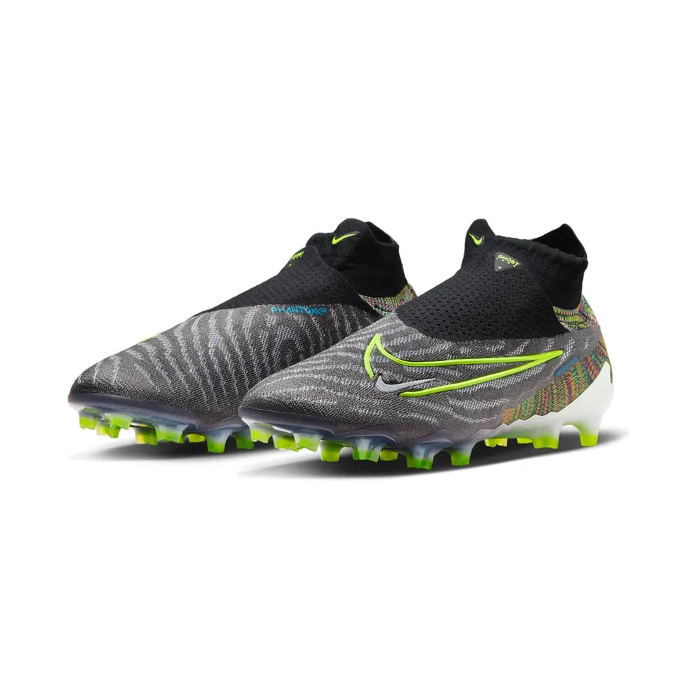 Nike Gripknit Phantom GX Elite Dynamic Fit Fusion FG Black White Blue Glow Volt (DV6973-071)