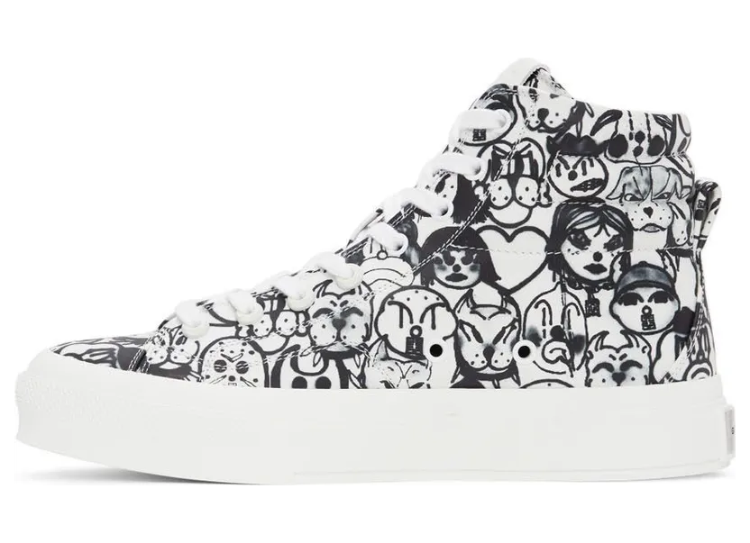 Givenchy White & Black Chito Edition City High-Top Sneakers (BH005LH142) (3)