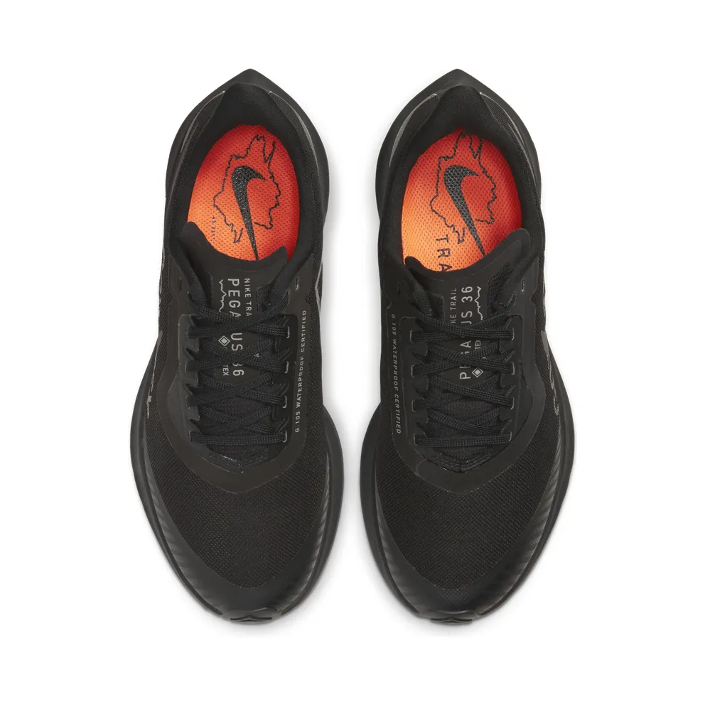 Nike Air Zoom Pegasus 36 Trail Gore-tex Black (W) Black/Total Orange-Thunder Grey (BV7763-001)