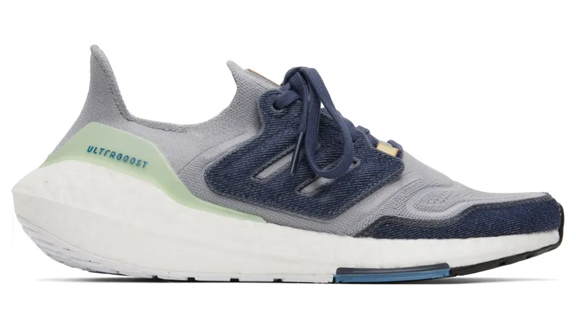adidas Originals Gray Ultraboost 22 Sneakers – “Halo Silver / Shadow Navy / Linen Green” (GX9158)