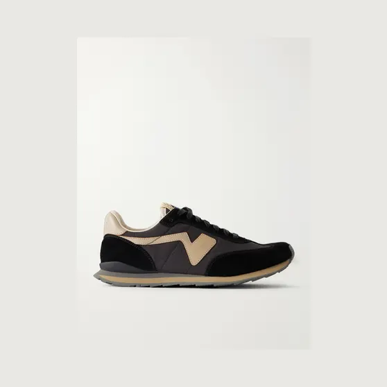 Visvim FKT Runner Leather and Suede-Trimmed Canvas Sneakers Black (126101001004)