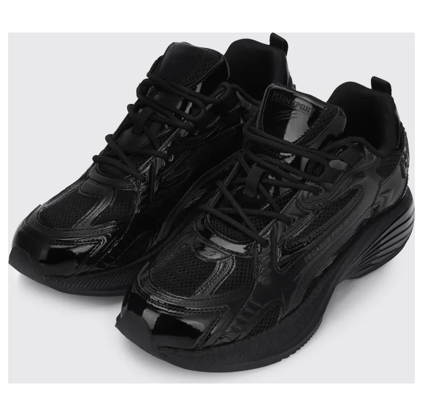 Plein Sport Pegasus Project Mesh And Patent Leather Sneakers Black (FAESUSC0848STE003N0202)