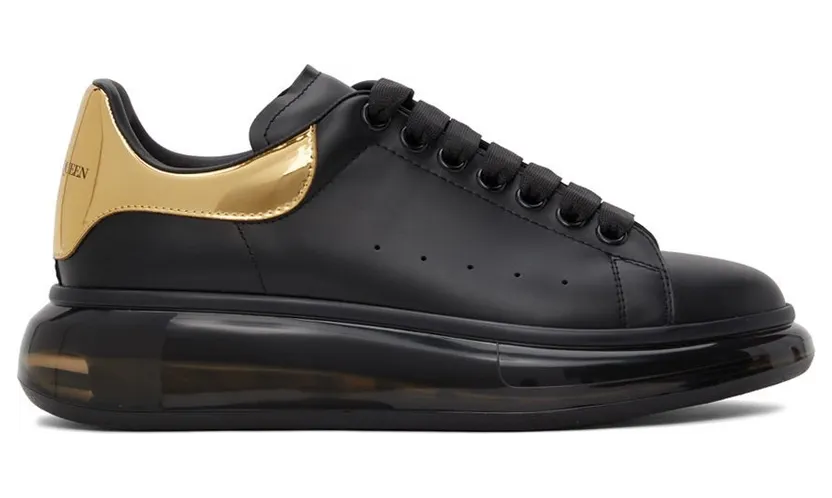 Alexander McQueen SSENSE Exclusive Black & Gold Oversized Sneakers (610812WHX9X)