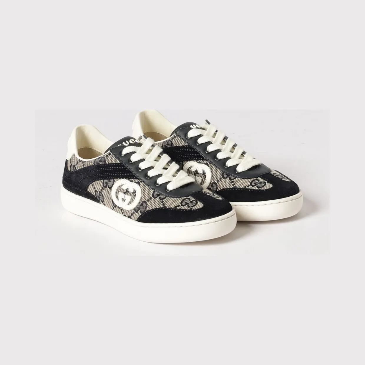 Gucci Jacquard Canvas and Suede Sneakers Beige (812674AE2T4056)