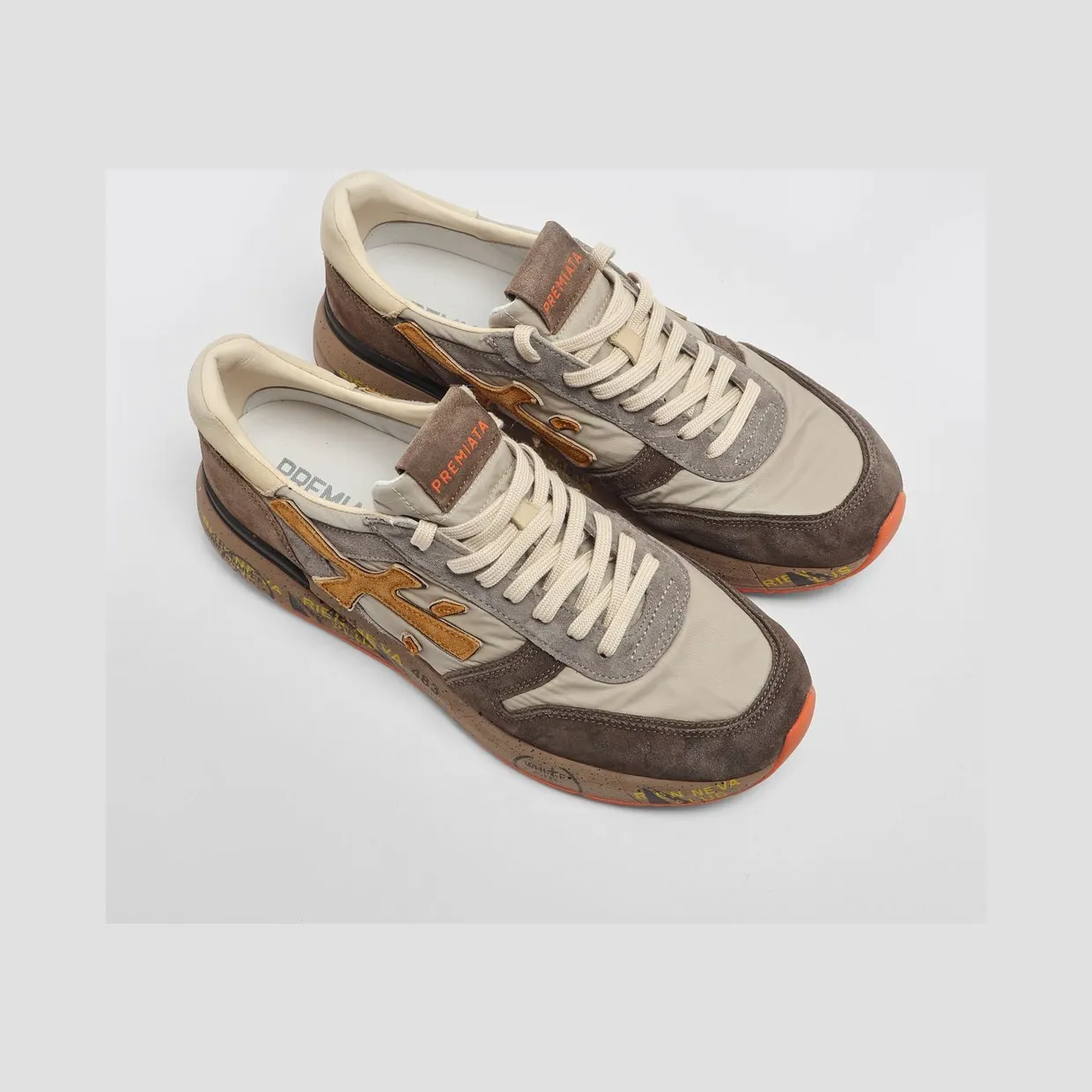 Premiata Mick Suede and Nylon Sneakers Brown (MICK7866)