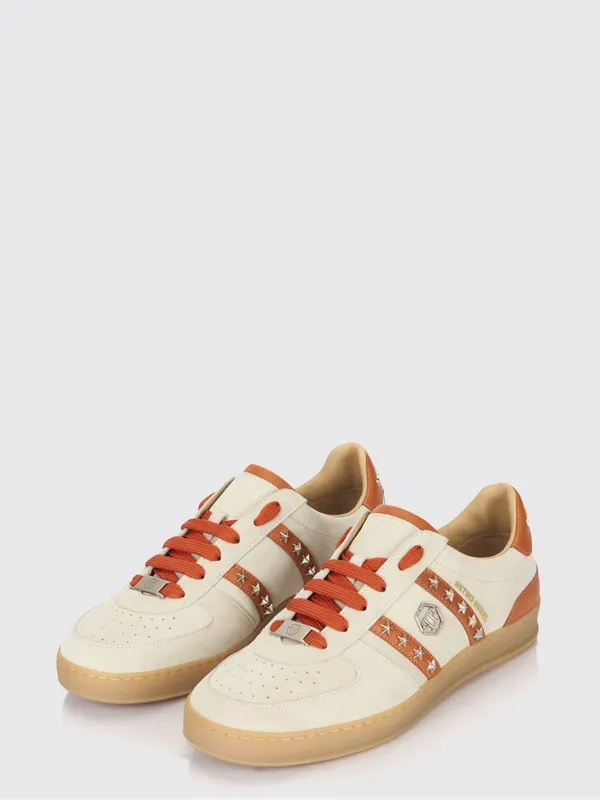 Philipp plein Retro Rebel Suede Sneakers with Applied Stars Beige (SAFSUSC0911PLE009N06)