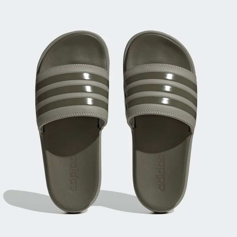 adidas Adilette Platform Slides Silver Pebble Olive Strata (HQ6180)