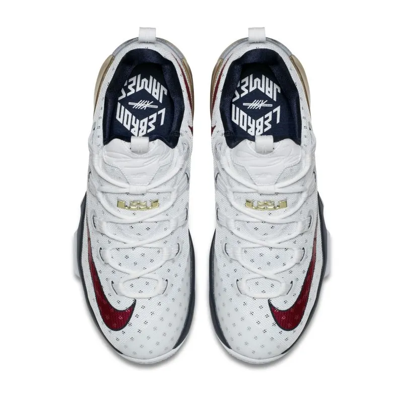 Nike LeBron 13 Low Olympic White/Obsidian-Metallic Gold-University Red (831925-164)