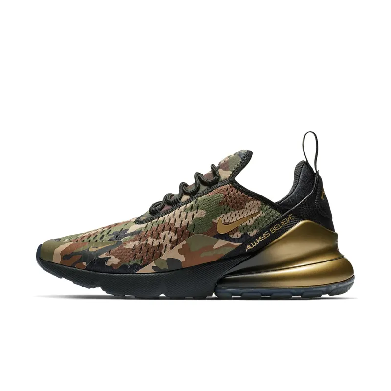 Nike Air Max 270 Doernbecher (2018) Black/Metallic Gold-Medium Olive-Fauna Brown-Desert (BV7112-001)