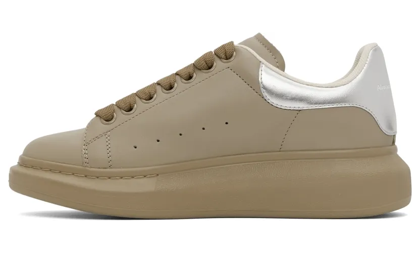 Alexander McQueen Beige & Silver Oversized Sneakers (634671WIAG5) (3)