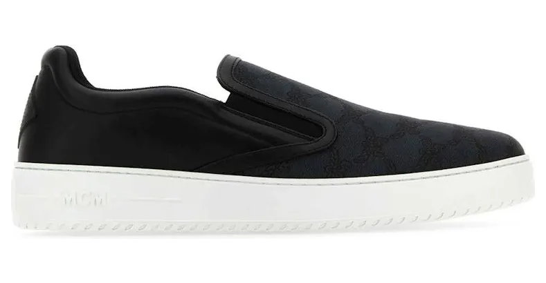 MCM Monogram-Print Leather Slip-On Black Grey (MEXESAJ02)