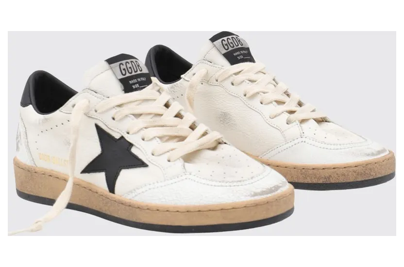 Golden goose Ball Star Crackle Leather Low-Top Sneakers with Distressed Effect White (GWF00117F00377110283)