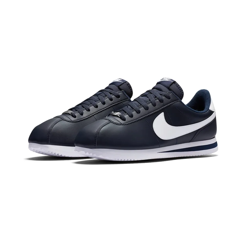 Nike Cortez Basic Leather Obsidian/White-Metallic Silver (819719-410)