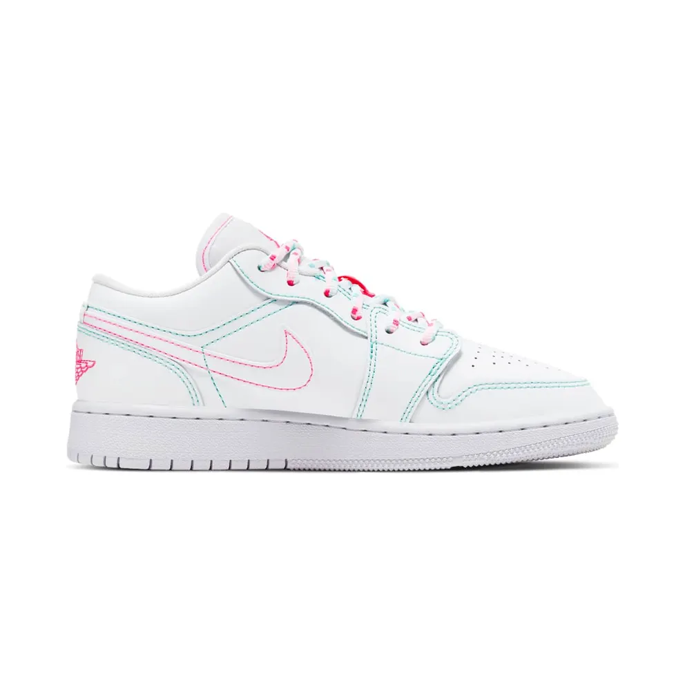 Air Jordan 1 Low White Green Pink (GS) (554723-101)
