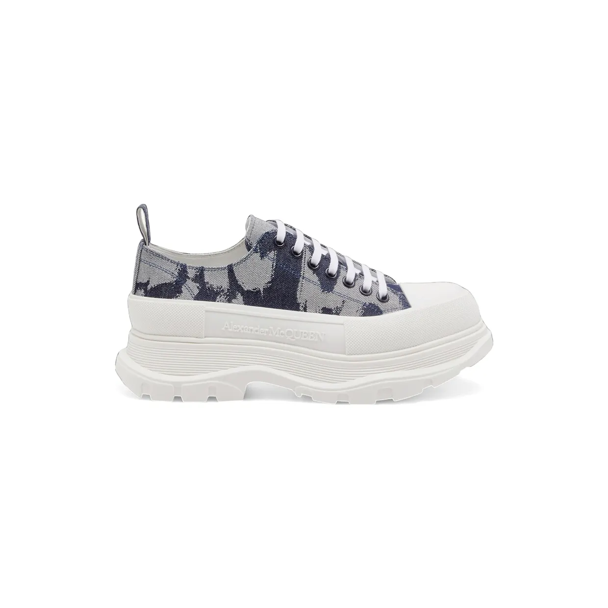 Alexander McQueen Tread Slick Low Lace-Up Graffiti Print Indigo White (794526 W4Y91 4796)
