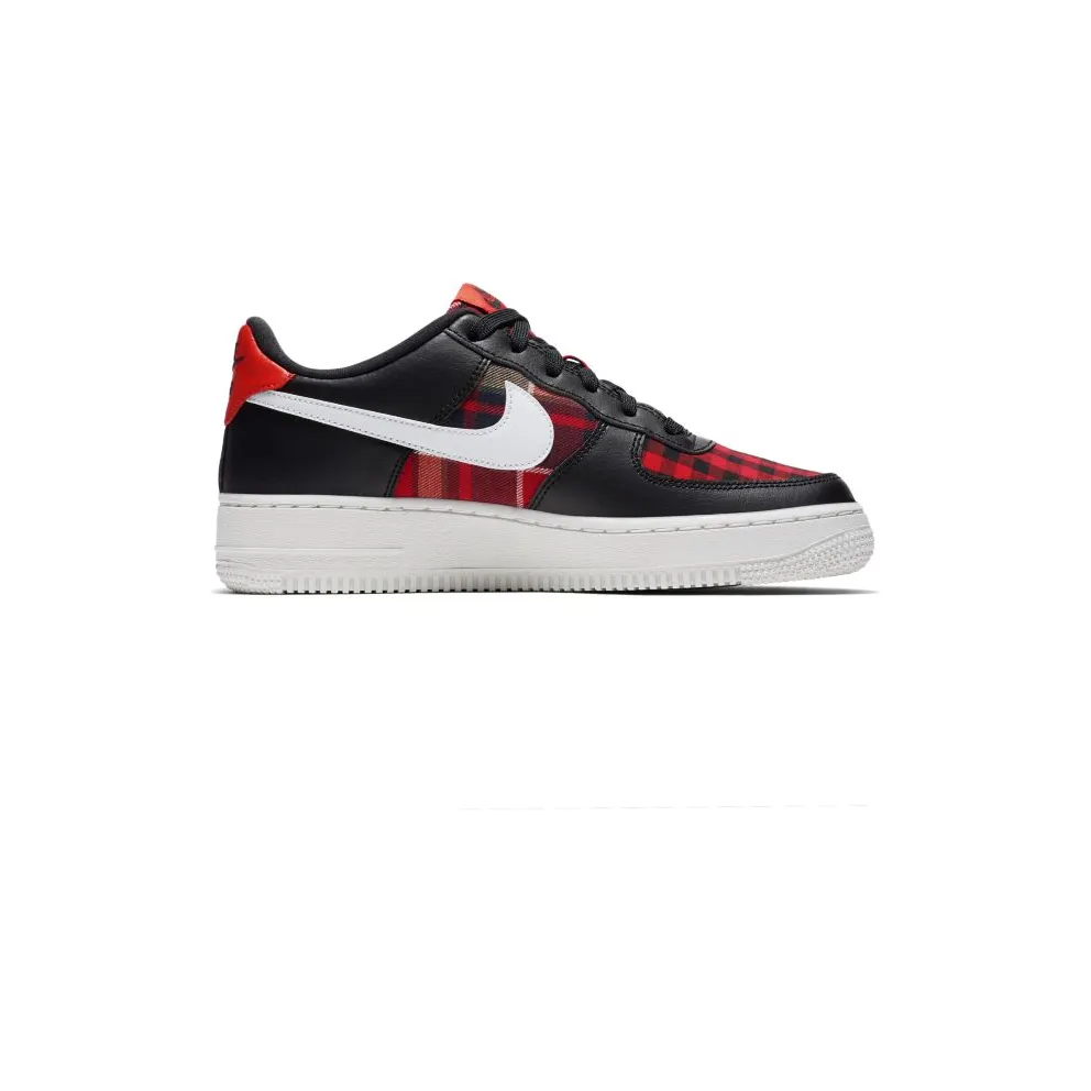 Nike Air Force 1 Low Flannel (GS) Black/Summit White-Habanero Red (849345-004)