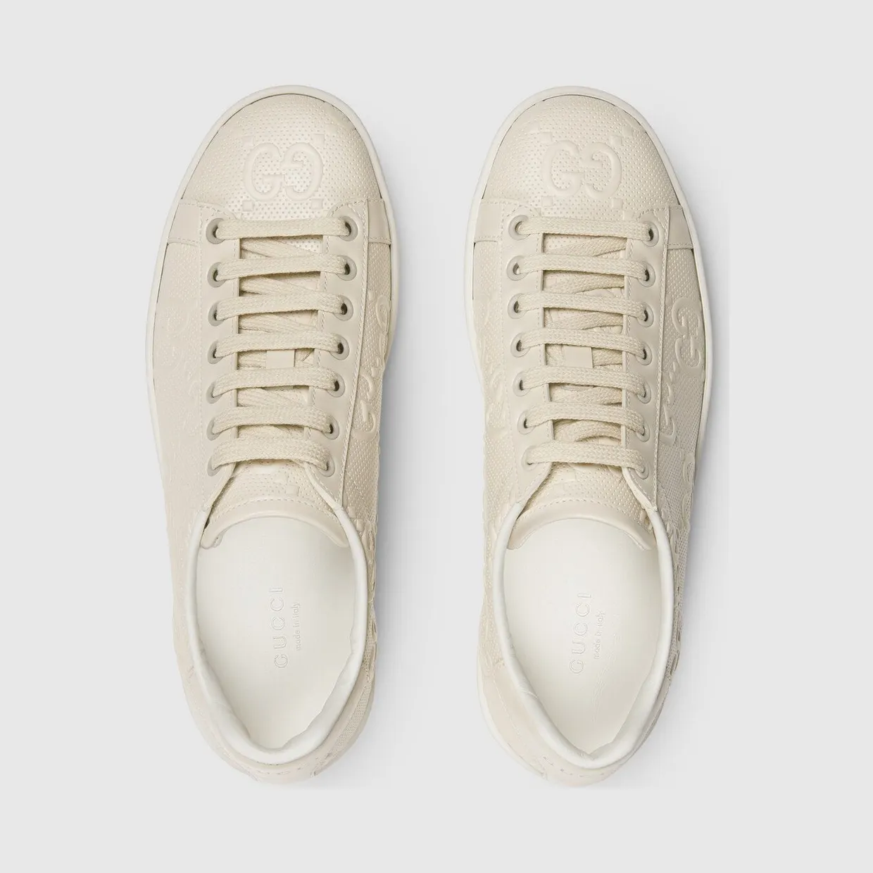 Gucci Ace GG Embossed Cream (W) (660135 1XK10 9022) (4)