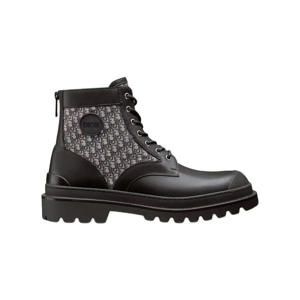 Dior Explorer Ankle Boot Black Beige Dior Oblique Jacquard (3BO257ZKD_H961)