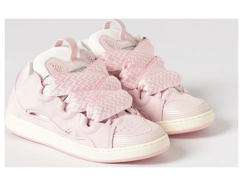 Lanvin Curb Suede and Mesh Sneakers Pink (N3046544F)