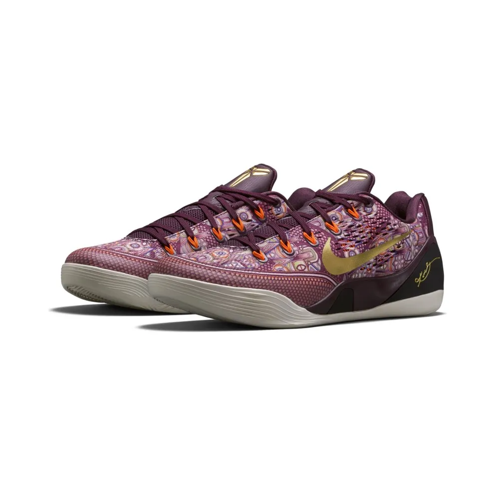 Nike Kobe 9 EM Low Silk Merlot/Metallic Gold-Total Orange (646701-676)