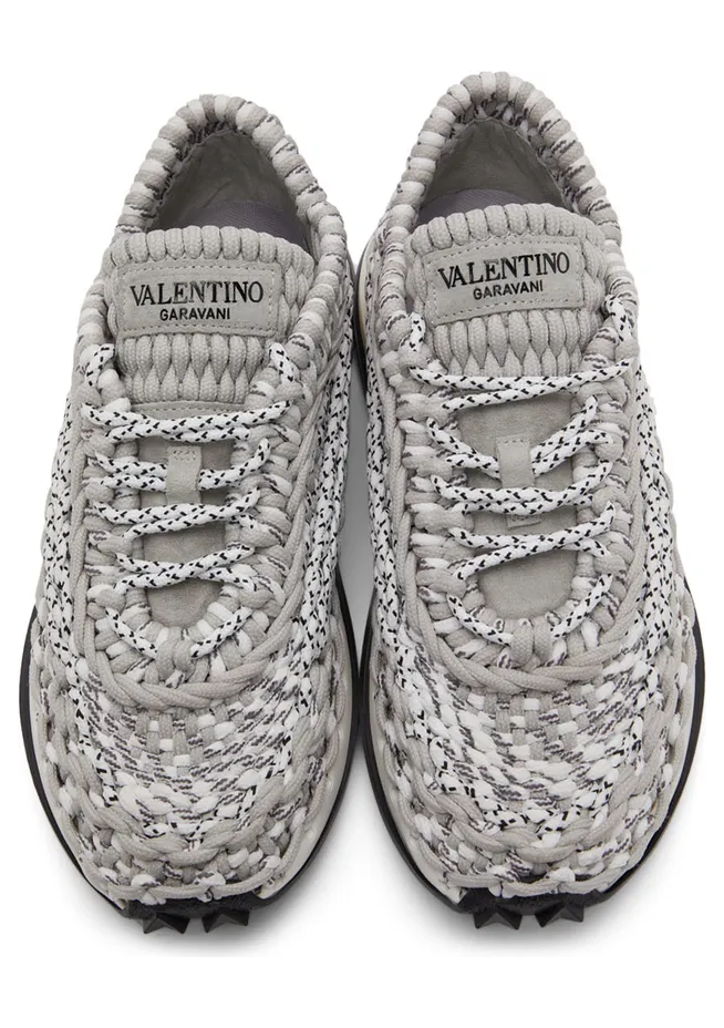 Valentino Garavani Grey Crochet Sneakers (XY2S0E41ZXB) (5)