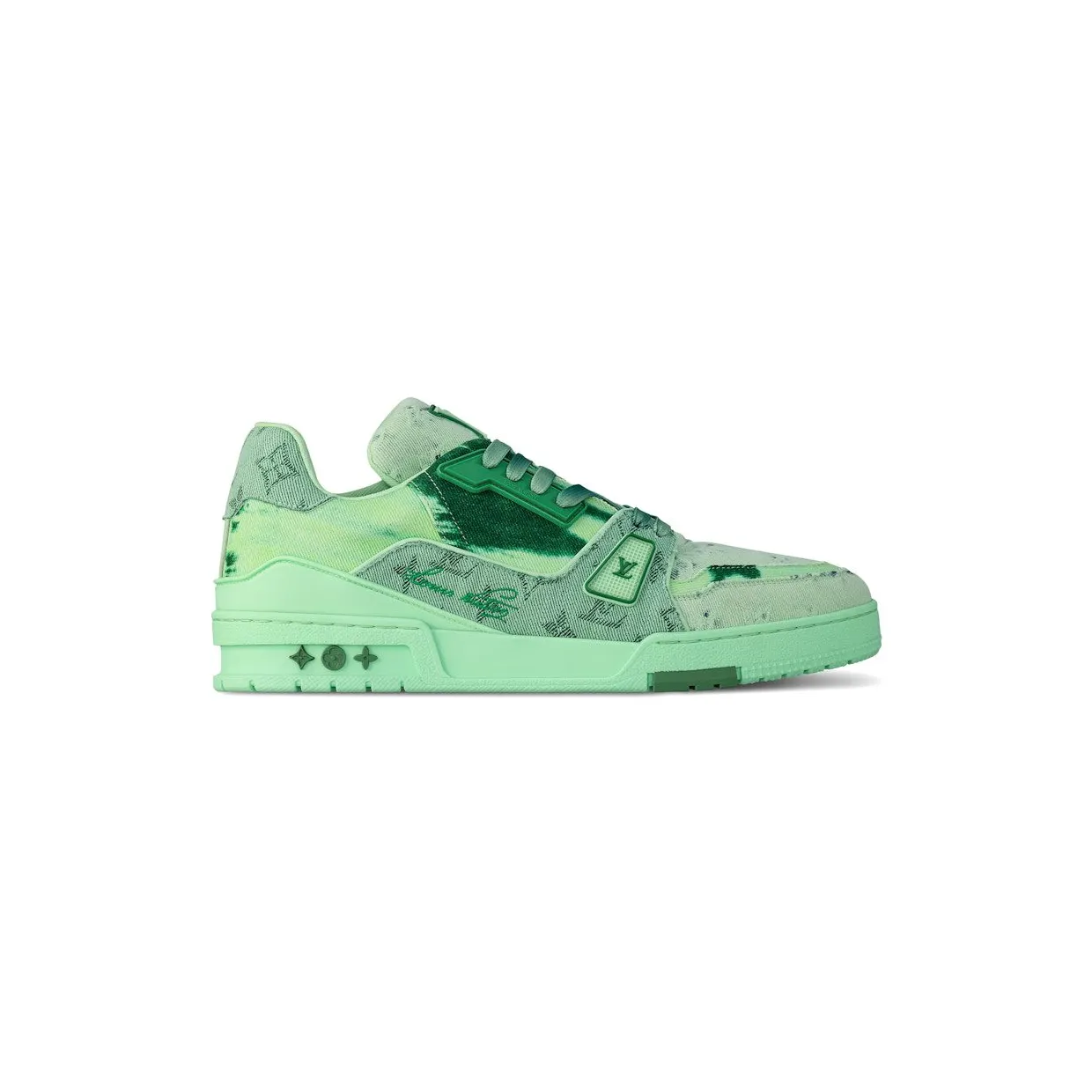 Louis Vuitton LV Trainer Green Bleached Monogram Denim (1ACVNO)