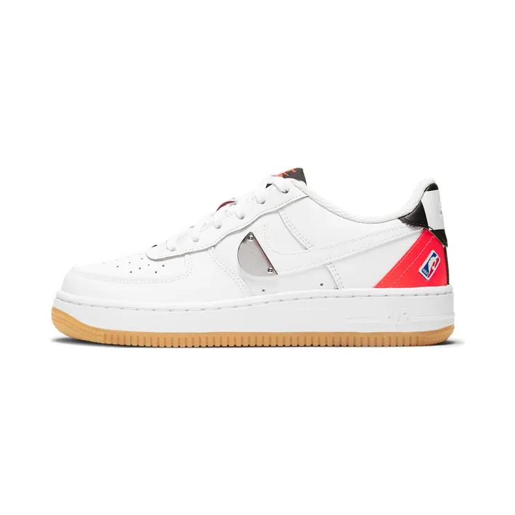 Nike NBA x Air Force 1 LV8 1 HO20 GS ‘White Bright Crimson’ White/Bright Crimson/Black/White (CT3842-101)